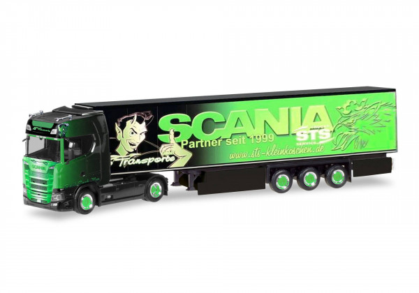 Herpa 309370 H0 - LKW-Modell: Scania CS Hochdach Kühlkoffer-Sattelzug "GS Transporte"