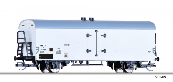 Tillig 521588 TT-Kühlwagen Ep. III, eingestellt bei der SBB