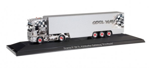Herpa 121675 H0-LKW-Modell: Scania R TL Kühlkoffer-Sattelzug "R.U.Route"