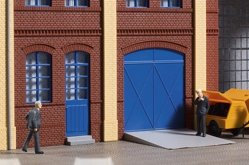 Auhagen 80255 H0-BauKastenSystem / Bauteile: Tore und Türen blau, Stufen, Rampen