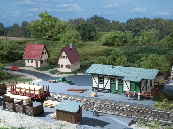 Auhagen 14451 N-Modellbausatz, Güterschuppen mit Ladestraße