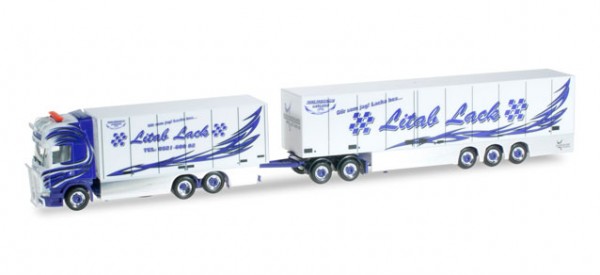 Herpa-Fahrzeugmodell, 918275 LKW-Modell: Eurocombi-Koffer-Hängerzug, Scania R09 TL &quot;Malmbergs&quot;