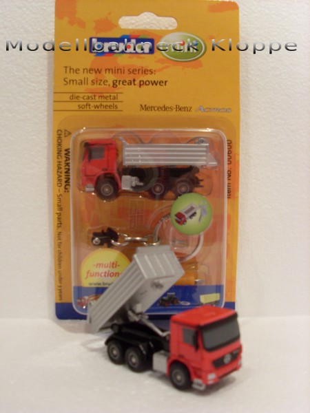 Bruder-Fahrzeugmodell, 00600 Bruder Mini "MB Actros mit Muldenkipper" (Schlüsselanhänger)