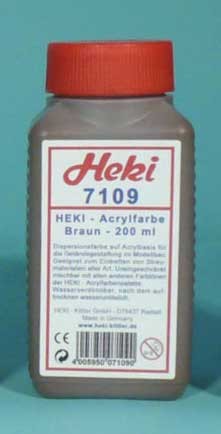 Heki 7109 Acrylfarbe / Landschaftsbaufarbe, "Braun" (200 ml)
