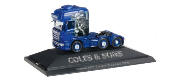 Herpa-Fahrzeugmodell, 110792 LKW-Modell: Solo-Sattelzugmaschine, Scania R09 6x2, "Coles & Sons"