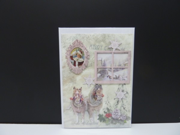 Handgearbeitete 3-D Weihnachtskarte mit Motiv "Christmas Vintage"