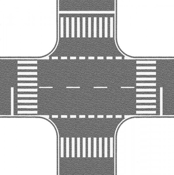 Noch 60714 Kreuzungs-Folie "Bundesstraße/Landstraße" - mit Makierung, (grau/Beton)