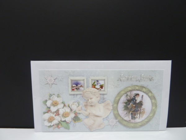 Handgearbeitete 3-D Weihnachtskarte mit Motiv "Christmas Vintage"