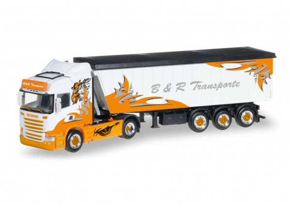 Herpa 306287 H0 - LKW-Modell: Scania R HL Stöffelliner-Sattelzug "B&R Transporte / Arrow Hunter"