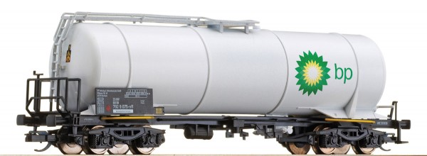 Tillig 15466 TT-Drehgestell-Kesselwagen f. Leichtöl Ep. V, der "BP", eingestellt bei der DBAG