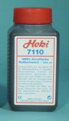 Heki 7110 Acrylfarbe / Landschaftsbaufarbe, "Schwarz" (200 ml)
