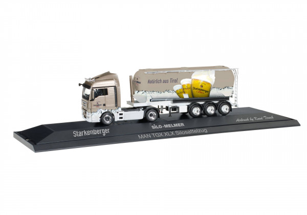 Herpa-Fahrzeugmodell, 121743 MAN TGX XLX Silo-Sattelzug &quot;Silo Melmer / Starkenberger Bier&quot;