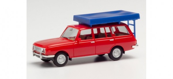 Herpa-Fahrzeugmodell, 420549 PKW-Modell: Wartburg Bj. 66 mit Dachzelt im Fahrzustand