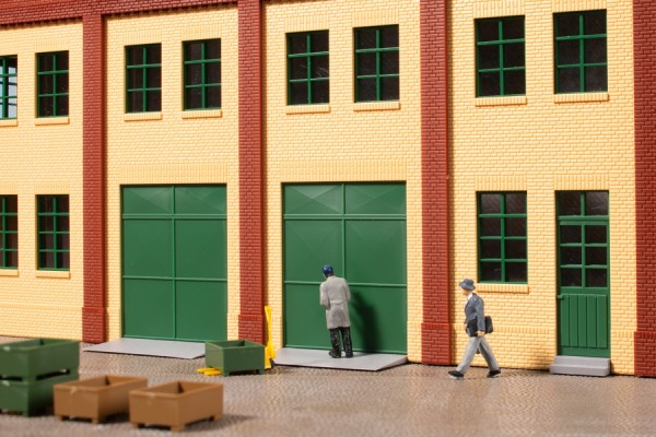 Auhagen 80256 H0-BauKastenSystem / Bauteile: Tore und Türen grün, Stufen, Rampen