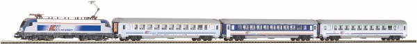 Piko 97931 H0-DC-Startset mit Piko Bettungs-A-Gleis, IC Reisezug PKP, Taurus + 3 x Wagen, Ep. VI