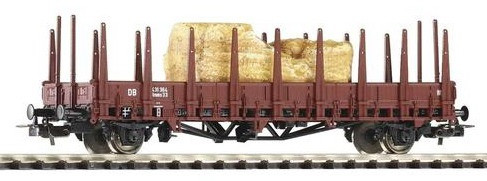 Piko 54469 H0-Niederbordwagen mit Rungen & Ladegut, Sandstein, Ep. III, eingestellt bei der DB