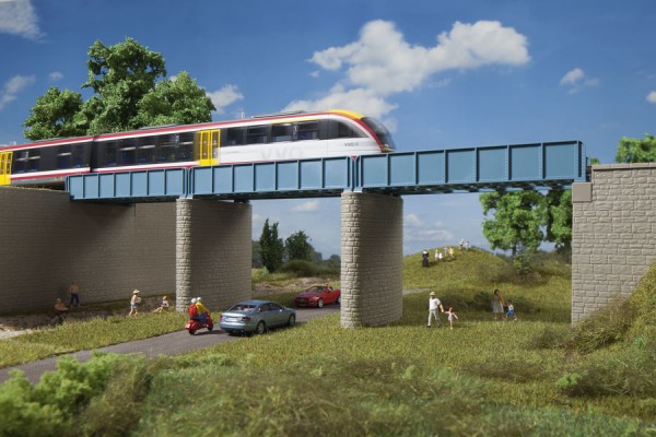 Auhagen 11442 H0-(Modellbausatz), Erweiterung Blechträgerbrücke