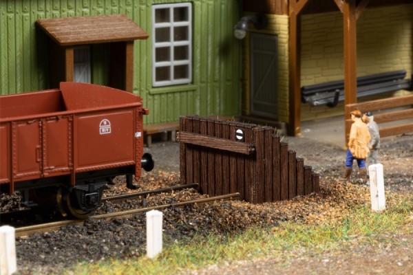 Auhagen 43670 TT-Gleisbau, Prellbock ohne Gleis, Holzbohlennachbildung