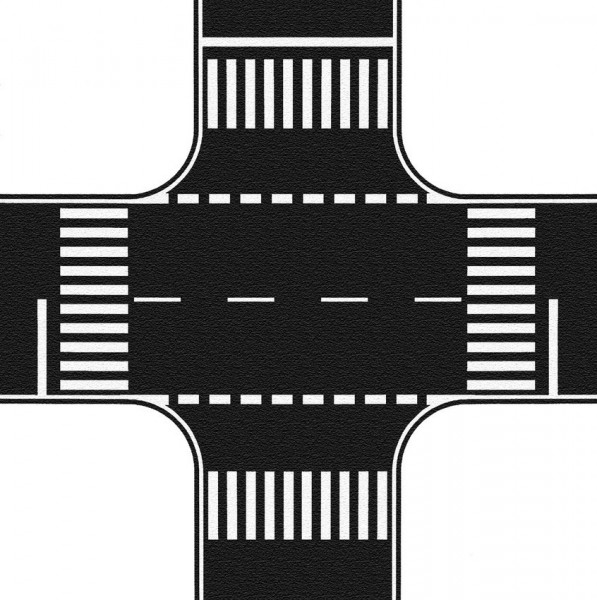 Noch 60712 Kreuzungs-Folie "Bundesstraße/Landstraße" - mit Makierung, (Asphalt)