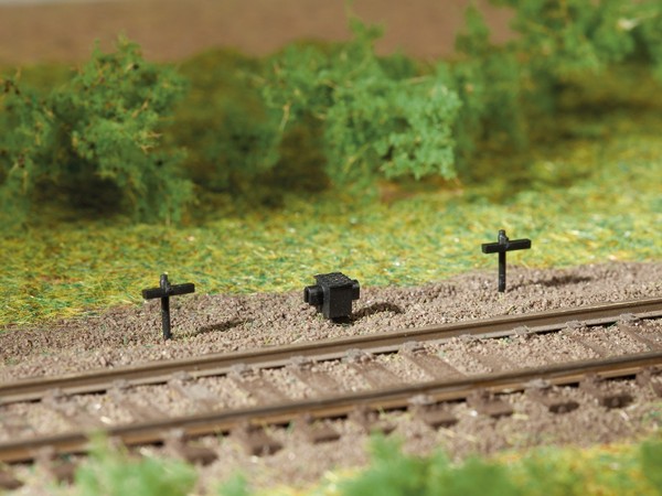 Auhagen 41619 H0-Gleisbau, Seilzughalter, Druckrollenkästen