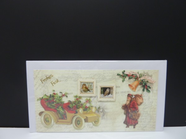 Handgearbeitete 3-D Weihnachtskarte mit Motiv "Christmas Vintage"