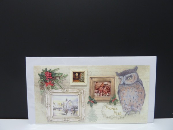 Handgearbeitete 3-D Weihnachtskarte mit Motiv "Christmas Vintage"