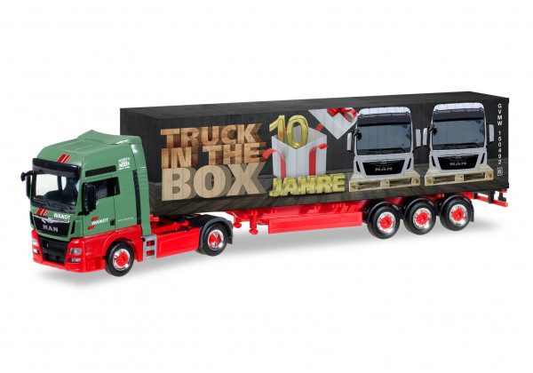 Herpa 306089 H0-LKW-Modell: MAN TGX XXL Euro 6 Container-Sattelzug „Wandt /10Jahre Truck in the box"