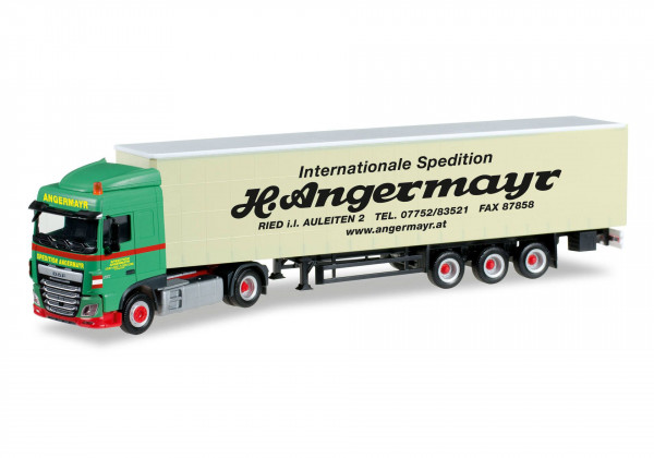 Herpa 306096 H0-LKW-Modell: DAF XF SC Euro 6 Gardinenplanen-Sattelzug "Angermayr" (A)