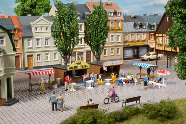 Auhagen 11352 H0-Modellbausatz, "Imbiss- & Marktstände"