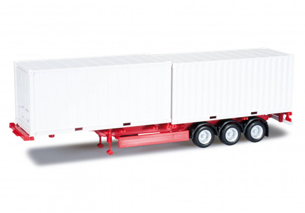 Herpa 076494 H0 - Anhänger-Modell: 3-achsiger "40ft Krone-Container-Auflieger", Chassis - rot