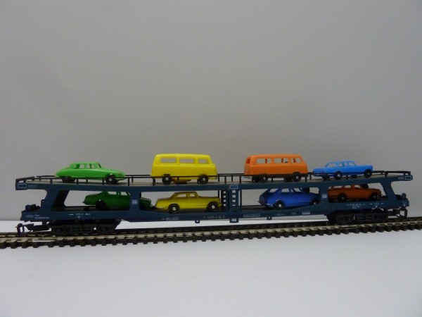 Krüger-TT-Modellbahn 9323 TT-Autotransportwagen mit Fahrzeuge, Ep. IV, eingestellt bei der DB