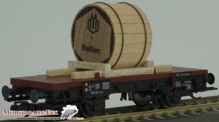 PSK 1741 TT-Flachwagen mit Ladegut "Kabeltrommel" Ep. III, eingestellt bei der DR