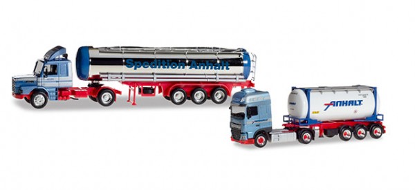 Herpa-Fahrzeugmodell, 310369 LKW-Modell: 2-teiliges Jubiläumsset, "50ig-Jahre Spedition Anhalt"
