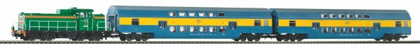 Piko 97934 H0-DC-Startset mit Piko Bettungs-A-Gleis, Lok PKP + 2 Doppelstockwg. der PKP, Ep. V