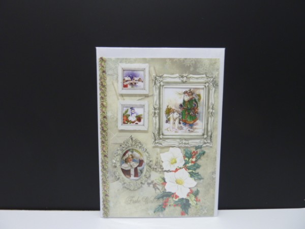 Handgearbeitete 3-D Weihnachtskarte mit Motiv "Christmas Vintage"