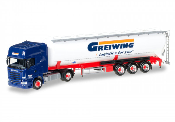 Herpa 306195 H0 - LKW-Modell: Scania R TL ADR-Silo-Sattelzug "Greiwing"