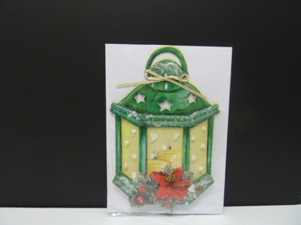 Handgearbeitete 3-D Weihnachtskarte mit Motiv "Laterne"