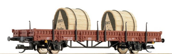 Tillig 14755 TT-Rungenwagen mit 2 Kabelrollen Ep. IV, eingestellt bei der DR