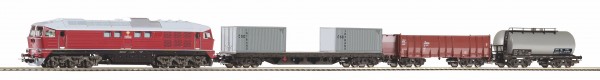 Piko 97935 H0-DC-Startset mit Piko Bettungs-A-Gleis, Güterzug CSD, Ep. IV, Diesellok 130 &amp; 3 Wagen