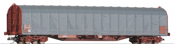 Tillig 15744 TT-Drehgestell-Flachwagen mit Planenverdeck Ep. V, eingestellt bei der SNCF