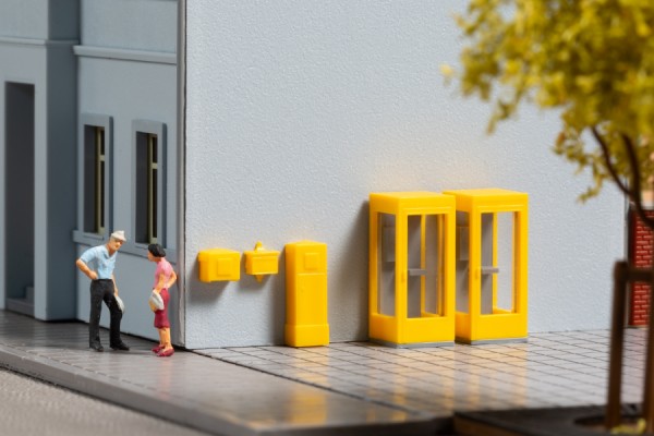 Auhagen 44652 N-Ausschmückung-Zubehör, Telefonzellen und Briefkästen