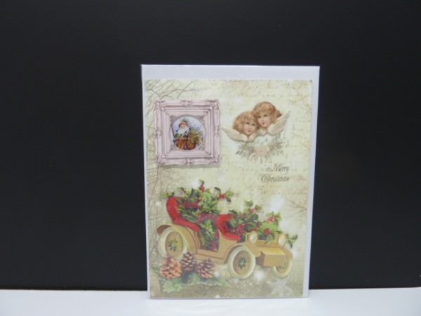 Handgearbeitete 3-D Weihnachtskarte mit Motiv "Christmas Vintage"