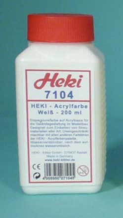 Heki 7104 Acrylfarbe / Landschaftsbaufarbe, "Weiß" (200 ml)