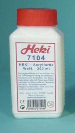 Heki 7104 Acrylfarbe / Landschaftsbaufarbe, &quot;Weiß&quot; (200 ml)