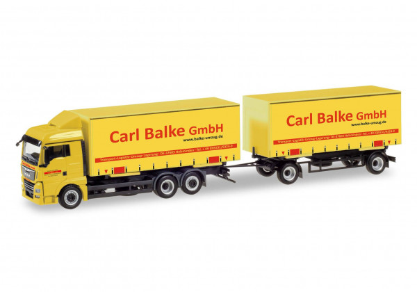 Herpa 310222 H0-LKW-Modell: MAN TGX XLX Wechselgardinenplanen-Hängerzug "Carl Balke GmbH"