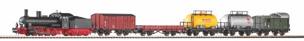 Piko 57123 H0-DC-Startset mit Bettungs-Gleis, Schlepptenderlokomotive &quot;G7&quot; &amp; 5 Güterwagen