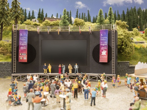 Noch 66822 H0-Modellbausatz, Open-Air Filmfestival mit micro-motion Sound- &amp; Lichteffekten